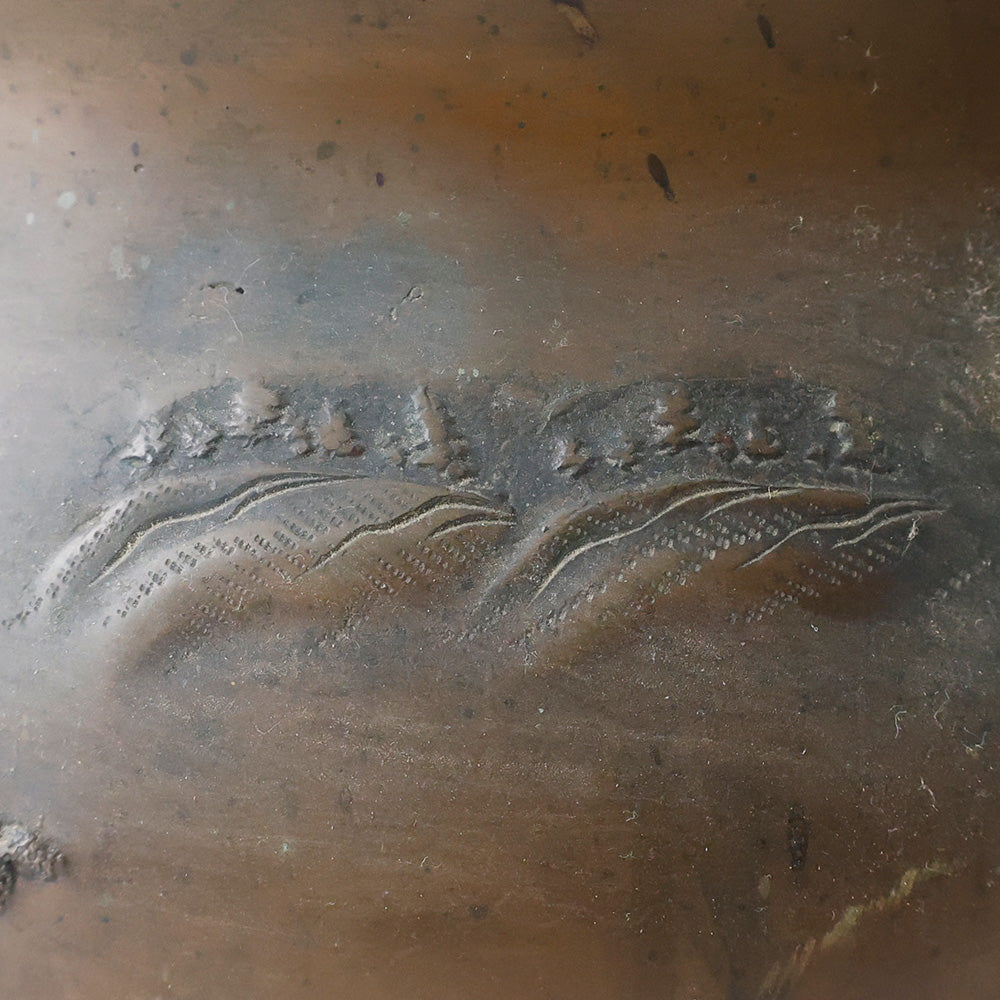 古銅 火鉢 山水楼閣 拡大図