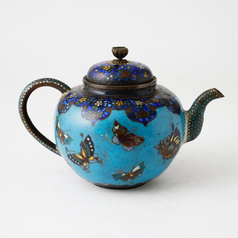 中国古玩 景泰藍 急須 側面