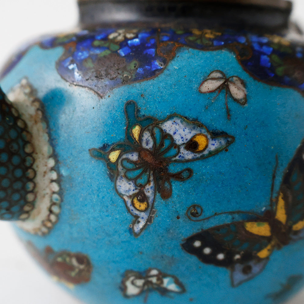 中国古玩 景泰藍 急須 蝶