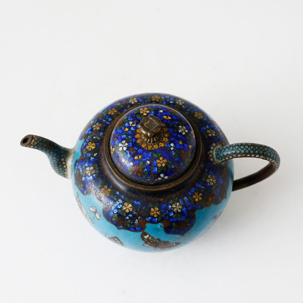 中国古玩 景泰藍 急須 上から見た図