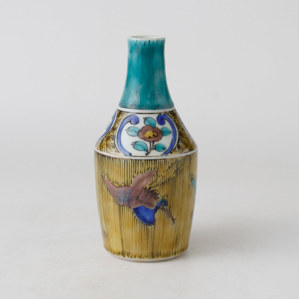 浅蔵五十吉作 青九谷焼写絵 徳利 側面