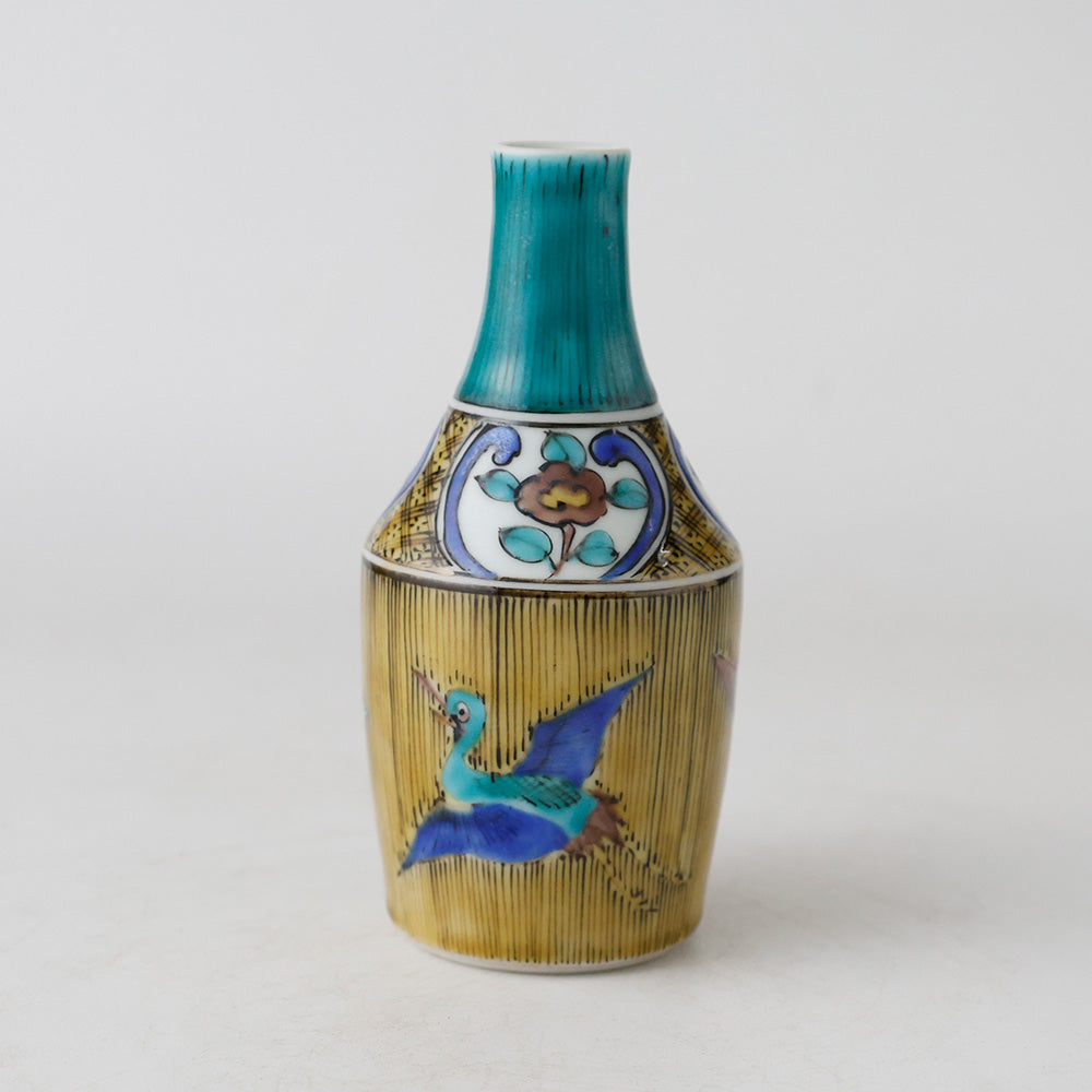 浅蔵五十吉作 青九谷焼写絵 徳利 側面