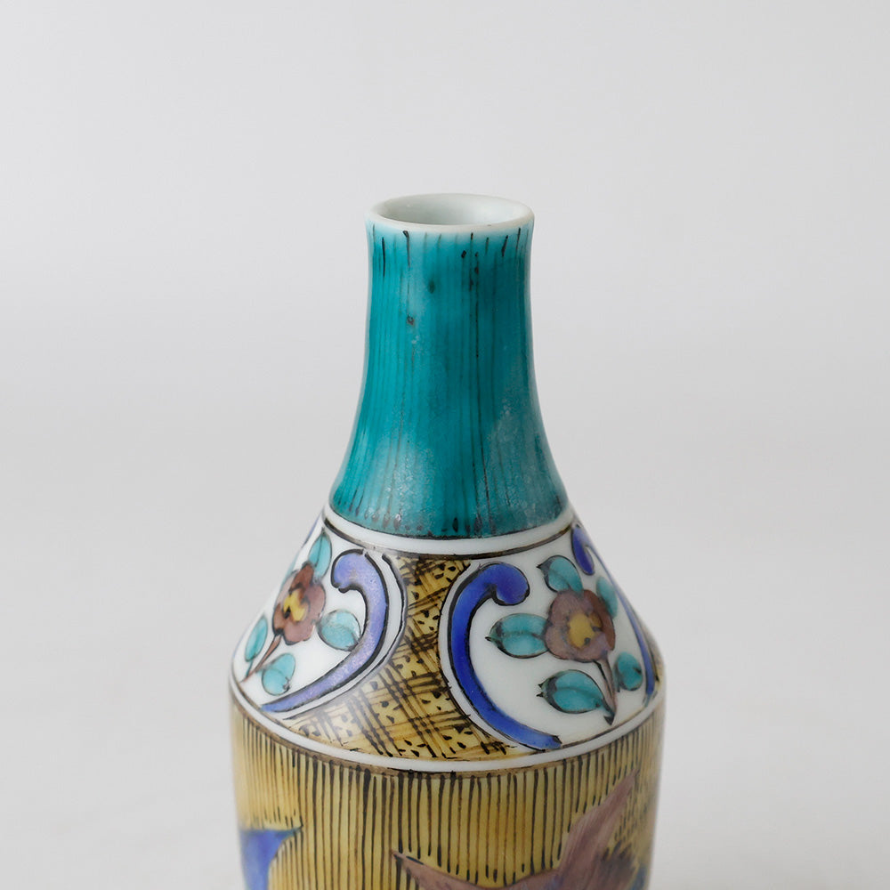 浅蔵五十吉作 青九谷焼写絵 徳利 注ぎ口