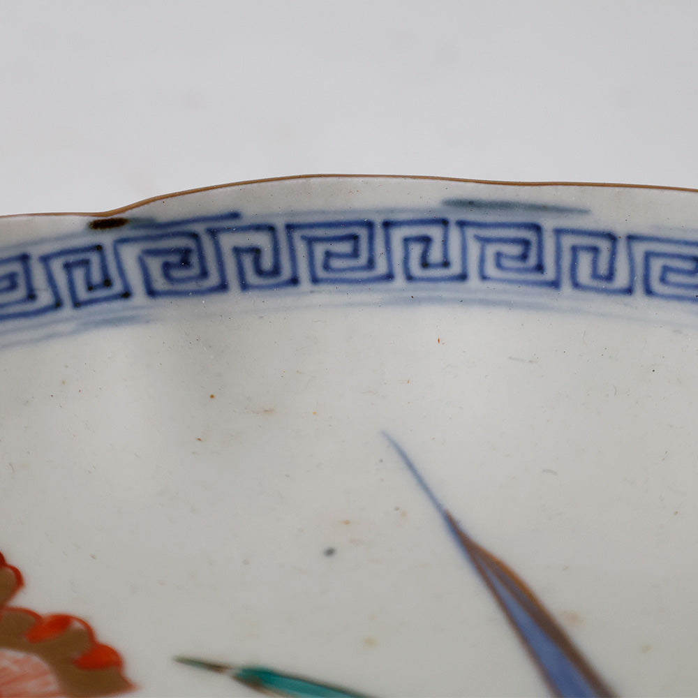 古伊万里 柿右衛門様式 輪花皿 雷紋