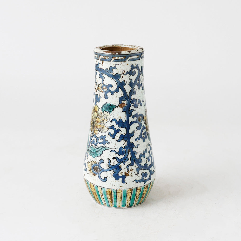 花瓶 九谷焼 幕末明治 花唐草文 側面