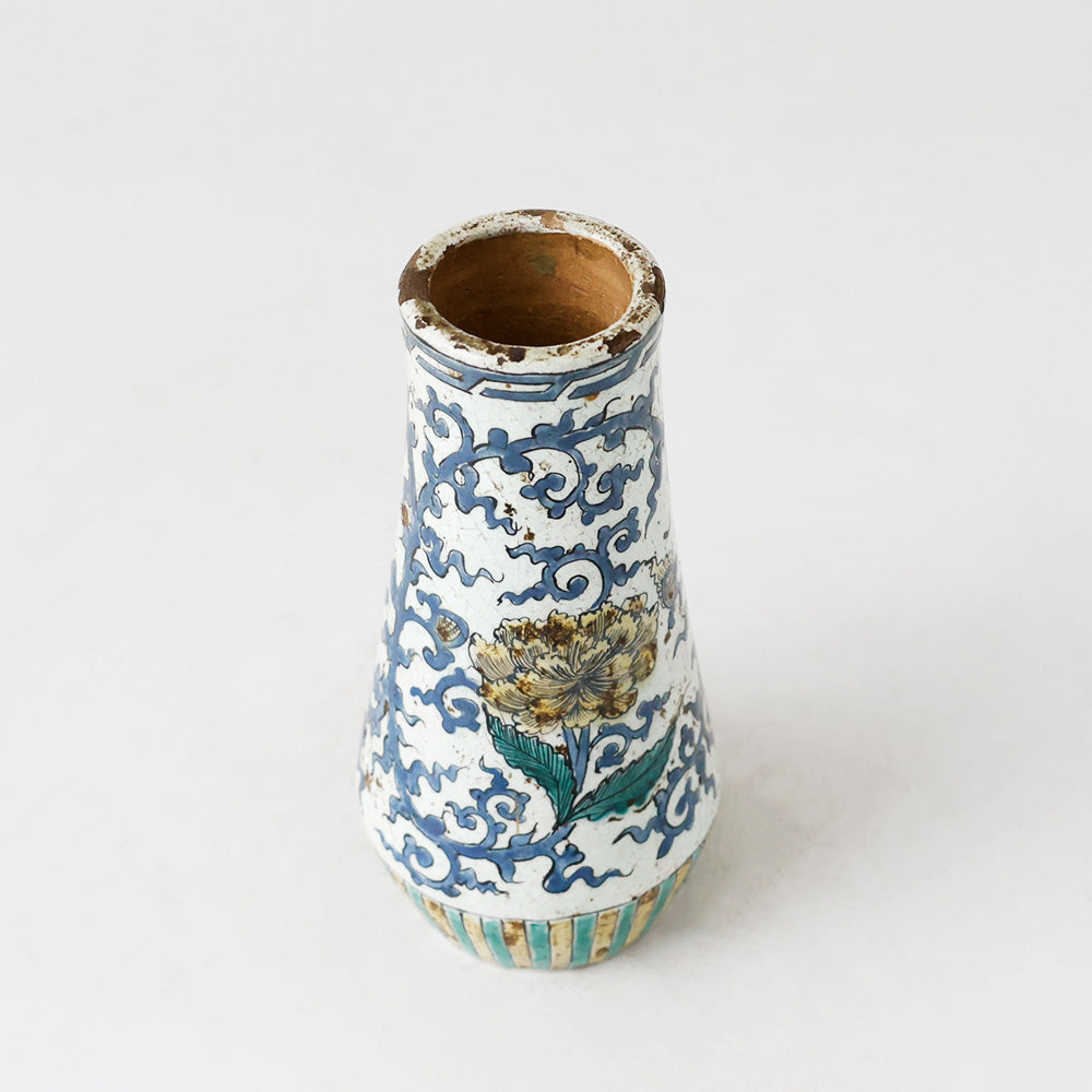 花瓶 九谷焼 幕末明治 花唐草文 上方から見た構図