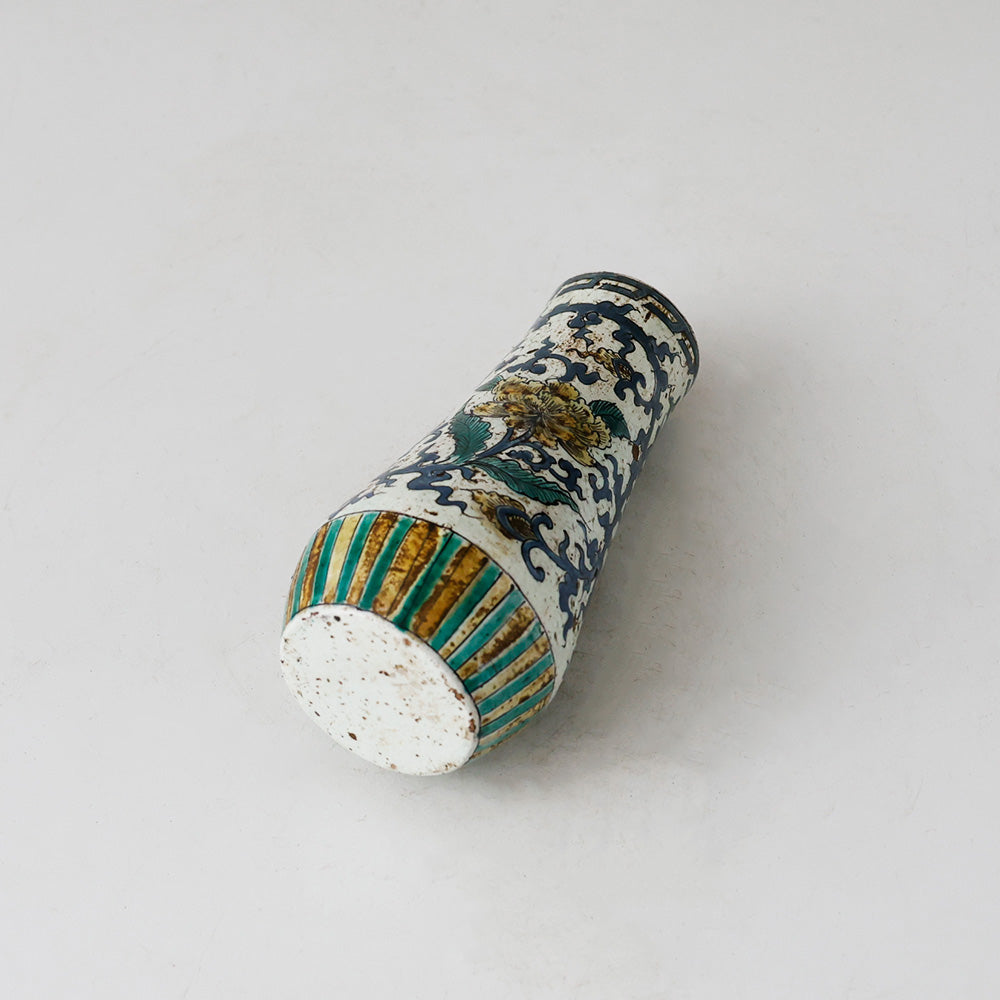 花瓶 九谷焼 幕末明治 花唐草文 倒した構図