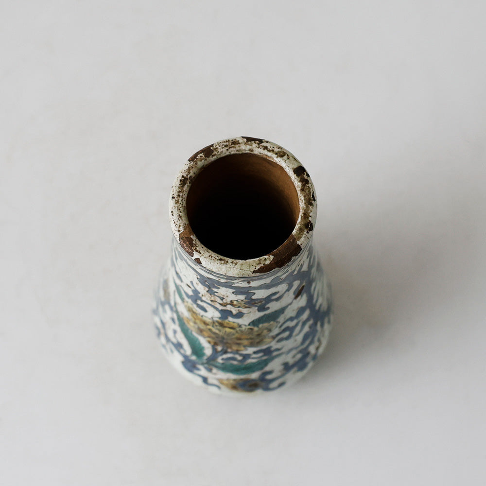 花瓶 九谷焼 幕末明治 花唐草文 上面