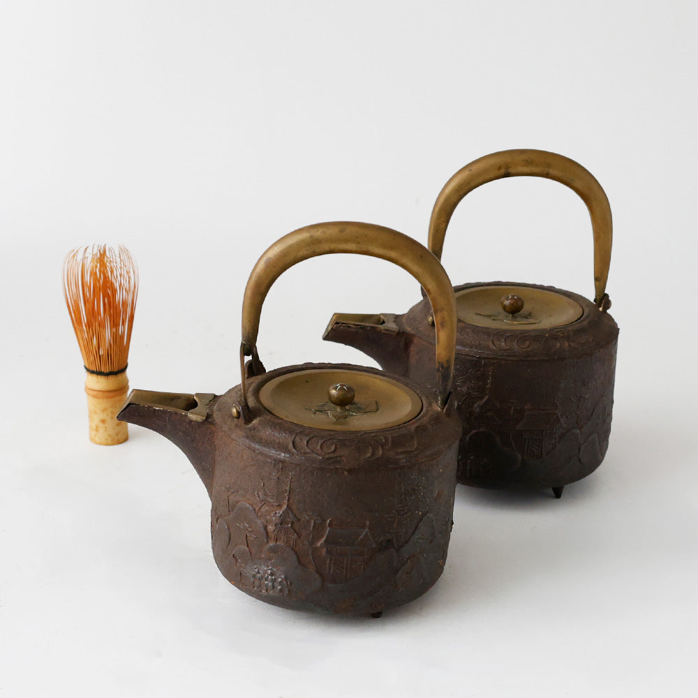 鉄銚子 酒器 山水楼閣文 全体図