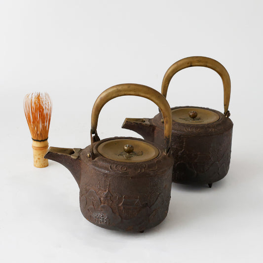 鉄銚子 酒器 山水楼閣文 全体図