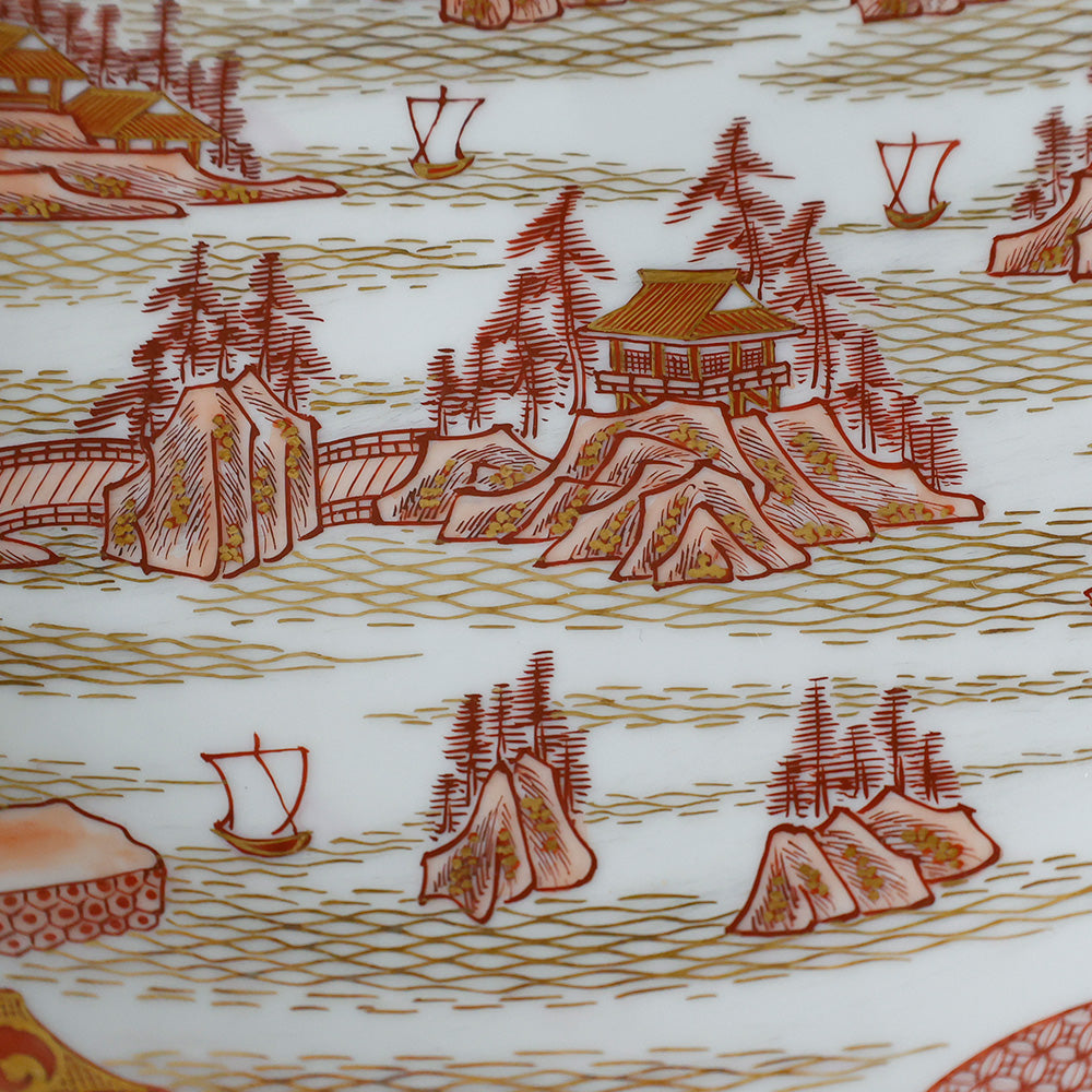 九谷焼 松鶴堂 金彩赤絵皿 拡大図