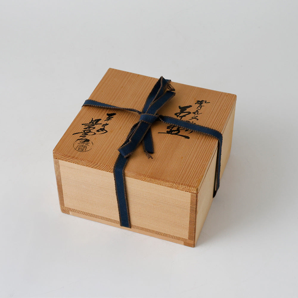 京焼 染付丸文山水 平茶碗 箱