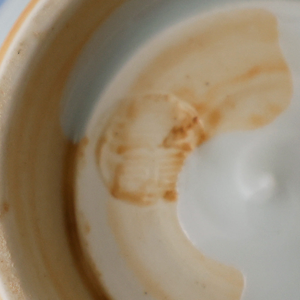 京焼 染付丸文山水 平茶碗 底款