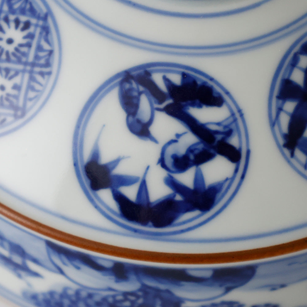 京焼 染付丸文山水 平茶碗 拡大図